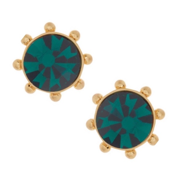 kate spade Jewelry - KATE SPADE • Emerald Green Bezel Flying Colors Crystal Stud Earrings